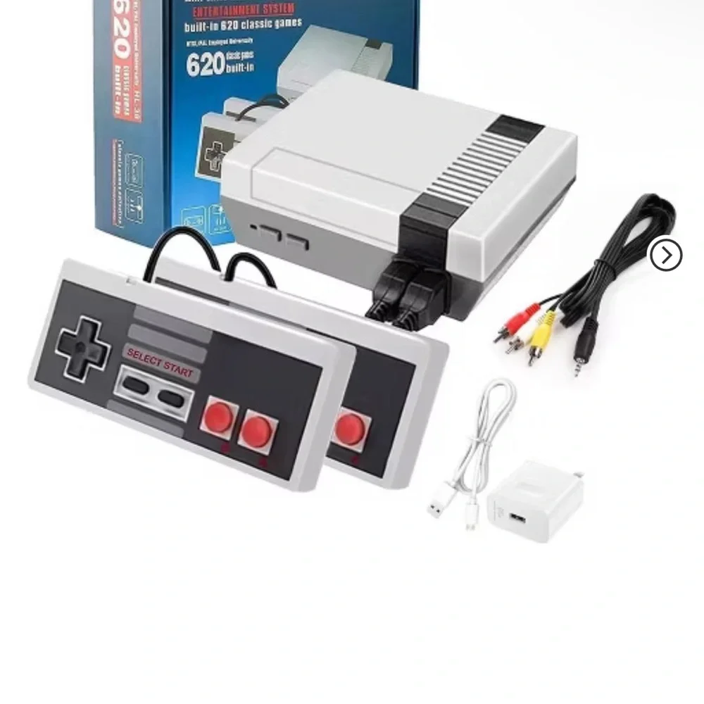 Retro Gaming Console with Controllers - Gray